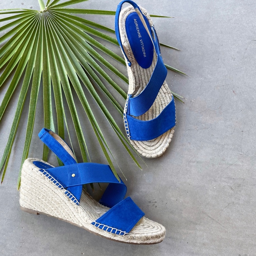 Adrienne Vittadini Royal Blue Espadrille Wedge Sandals - Picture 10 of 10